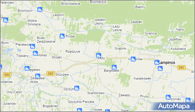 mapa Łazy gmina Kampinos, Łazy gmina Kampinos na mapie Targeo