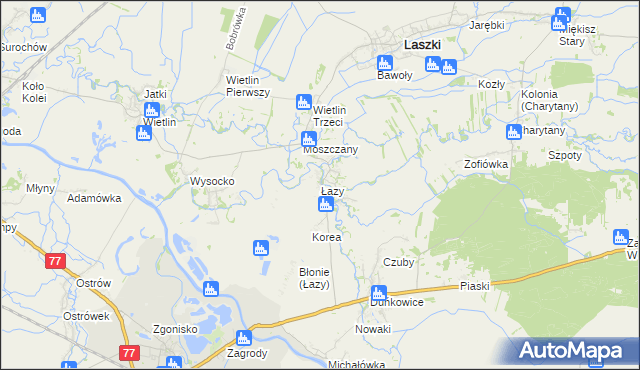 mapa Łazy gmina Radymno, Łazy gmina Radymno na mapie Targeo
