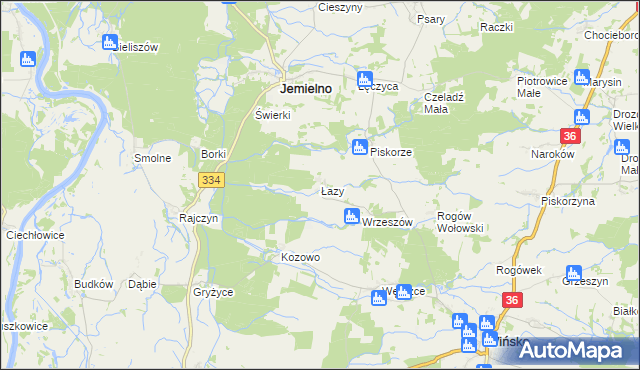 mapa Łazy gmina Wińsko, Łazy gmina Wińsko na mapie Targeo