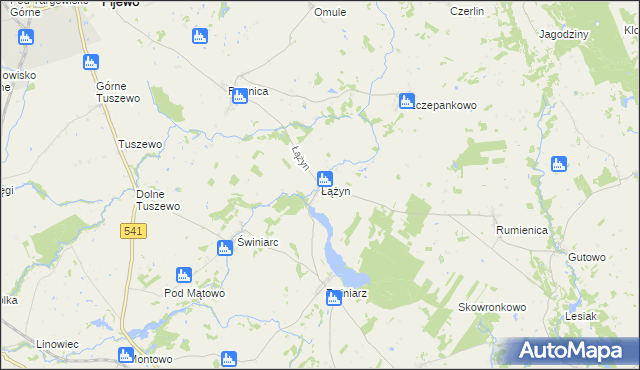 mapa Łążyn gmina Lubawa, Łążyn gmina Lubawa na mapie Targeo