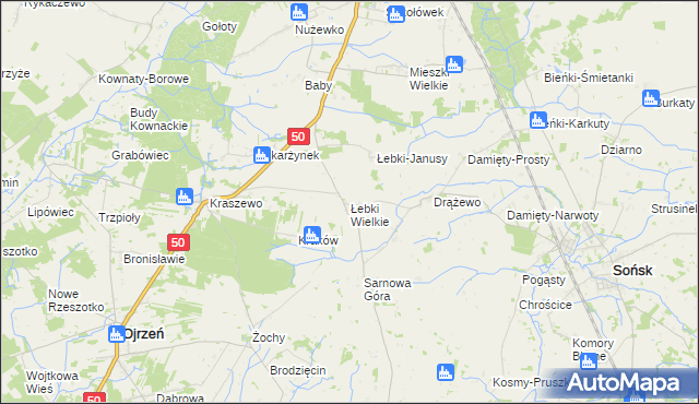 mapa Łebki Wielkie, Łebki Wielkie na mapie Targeo