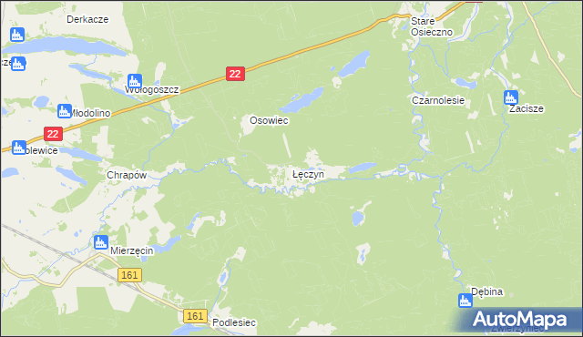 mapa Łęczyn gmina Dobiegniew, Łęczyn gmina Dobiegniew na mapie Targeo