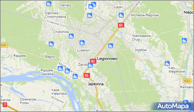 mapa Legionowo, Legionowo na mapie Targeo