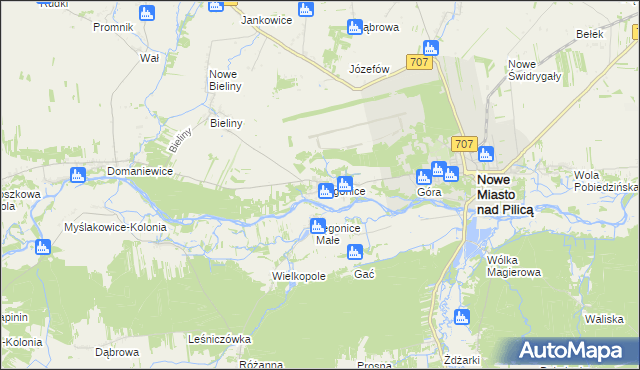 mapa Łęgonice, Łęgonice na mapie Targeo