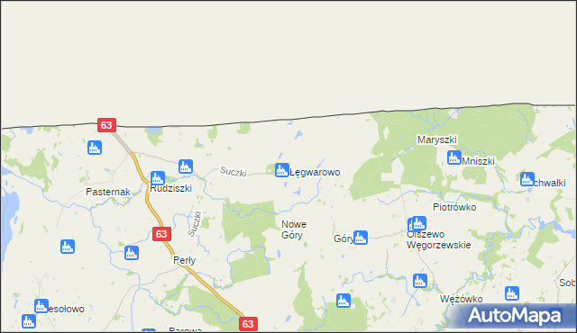 mapa Łęgwarowo, Łęgwarowo na mapie Targeo