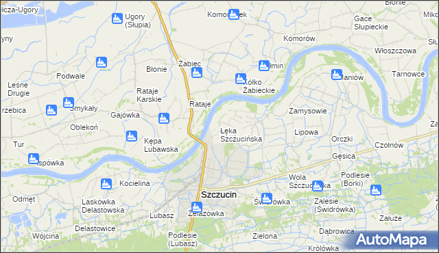 mapa Łęka Szczucińska, Łęka Szczucińska na mapie Targeo