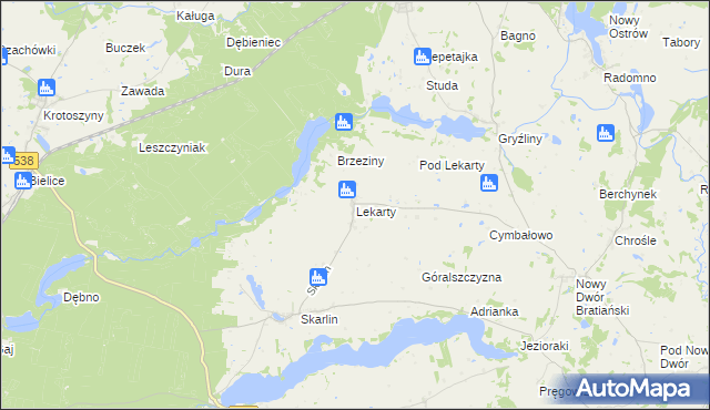 mapa Lekarty, Lekarty na mapie Targeo