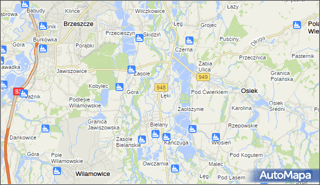 mapa Łęki gmina Kęty, Łęki gmina Kęty na mapie Targeo