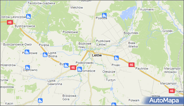 mapa Lelów, Lelów na mapie Targeo