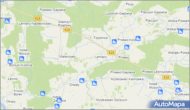 mapa Lemany gmina Zatory, Lemany gmina Zatory na mapie Targeo