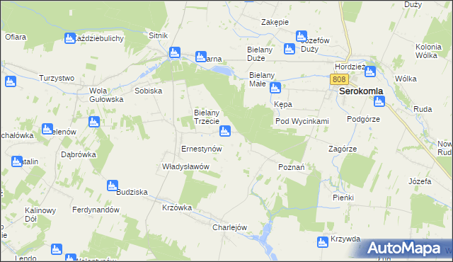 mapa Leonardów gmina Serokomla, Leonardów gmina Serokomla na mapie Targeo
