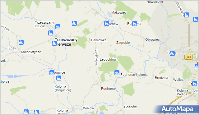 mapa Leopoldów gmina Trzeszczany, Leopoldów gmina Trzeszczany na mapie Targeo