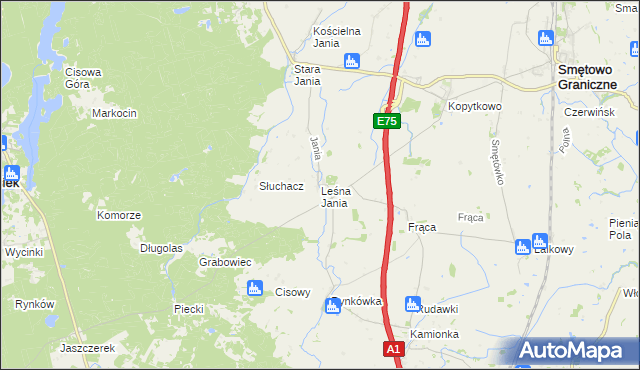mapa Leśna Jania, Leśna Jania na mapie Targeo