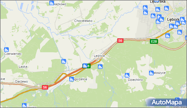 mapa Leśnice, Leśnice na mapie Targeo