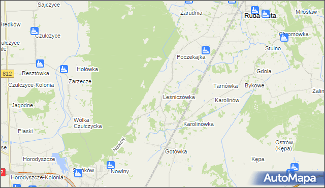 mapa Leśniczówka gmina Ruda-Huta, Leśniczówka gmina Ruda-Huta na mapie Targeo