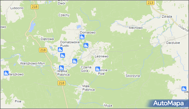 mapa Leśniewo gmina Puck, Leśniewo gmina Puck na mapie Targeo