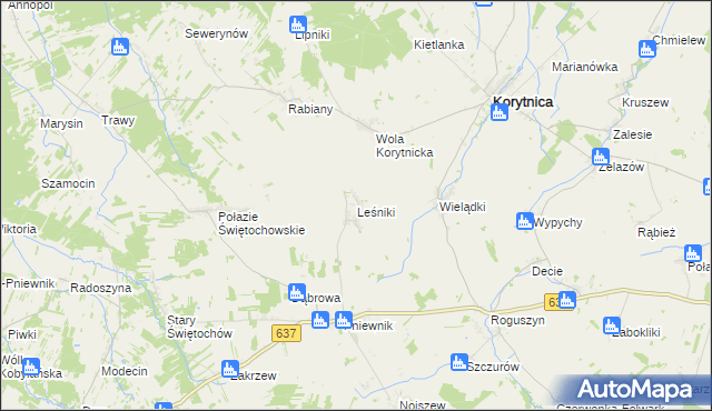 mapa Leśniki gmina Korytnica, Leśniki gmina Korytnica na mapie Targeo