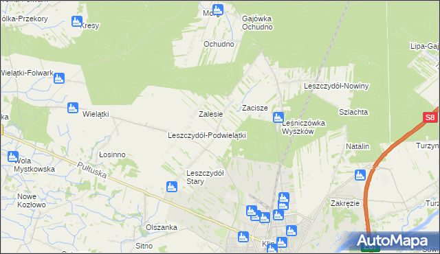 mapa Leszczydół-Pustki, Leszczydół-Pustki na mapie Targeo