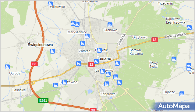 mapa Leszno, Leszno na mapie Targeo