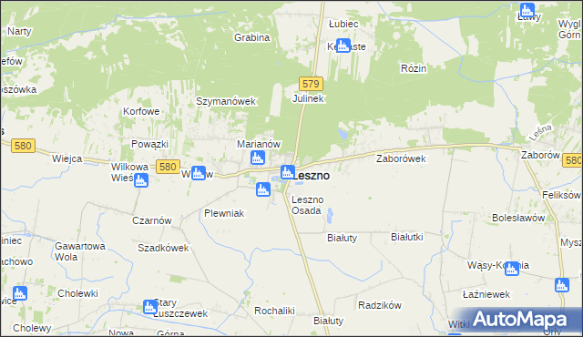 mapa Leszno powiat warszawski zachodni, Leszno powiat warszawski zachodni na mapie Targeo