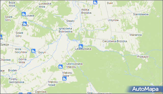 mapa Lewaszówka-Leśniczówka, Lewaszówka-Leśniczówka na mapie Targeo