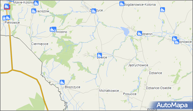 mapa Lewice gmina Branice, Lewice gmina Branice na mapie Targeo