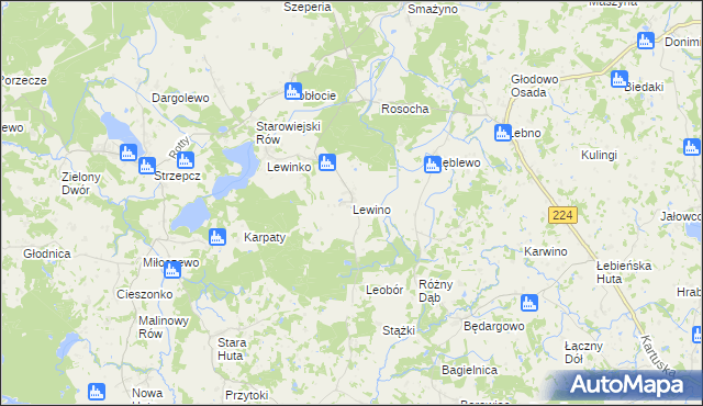 mapa Lewino, Lewino na mapie Targeo