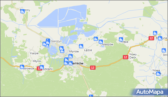 mapa Łężce gmina Przemków, Łężce gmina Przemków na mapie Targeo