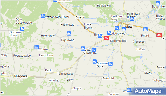 mapa Lgota Gawronna, Lgota Gawronna na mapie Targeo