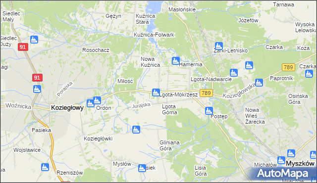 mapa Lgota-Mokrzesz, Lgota-Mokrzesz na mapie Targeo