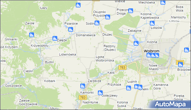 mapa Lgota Wolbromska, Lgota Wolbromska na mapie Targeo