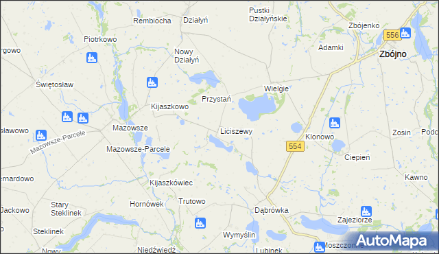 mapa Liciszewy, Liciszewy na mapie Targeo