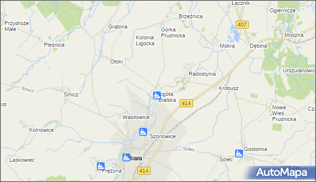 mapa Ligota Bialska, Ligota Bialska na mapie Targeo