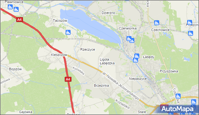 mapa Ligota Łabędzka, Ligota Łabędzka na mapie Targeo