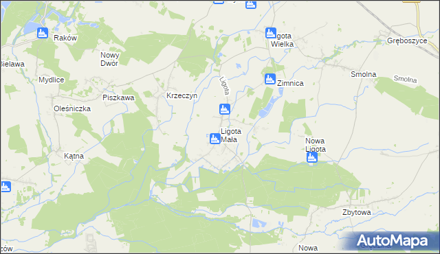mapa Ligota Mała gmina Oleśnica, Ligota Mała gmina Oleśnica na mapie Targeo