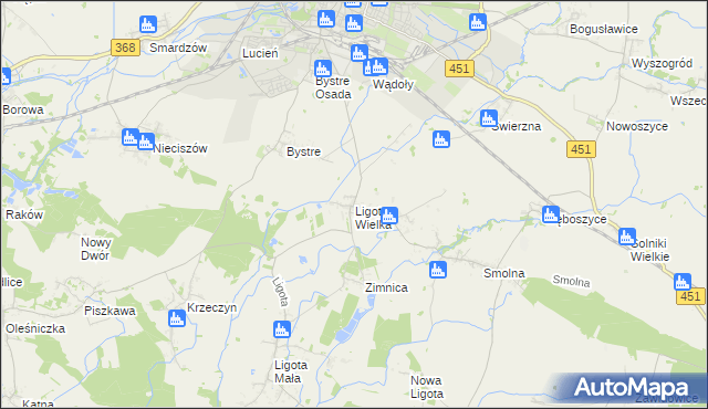 mapa Ligota Wielka gmina Oleśnica, Ligota Wielka gmina Oleśnica na mapie Targeo