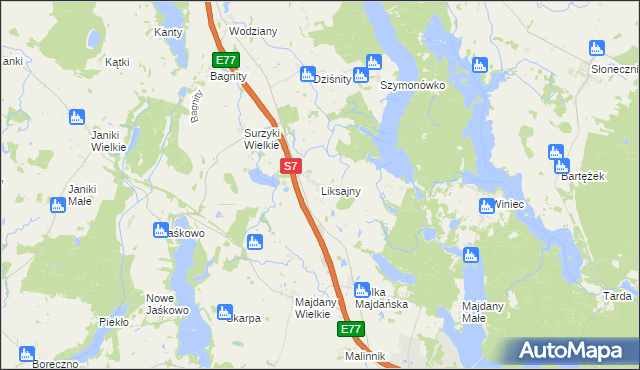 mapa Liksajny, Liksajny na mapie Targeo