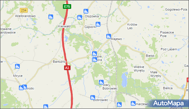 mapa Lipia Góra gmina Morzeszczyn, Lipia Góra gmina Morzeszczyn na mapie Targeo