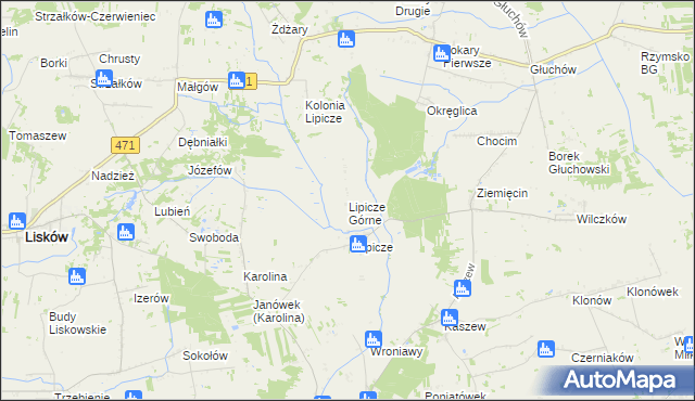 mapa Lipicze Górne, Lipicze Górne na mapie Targeo