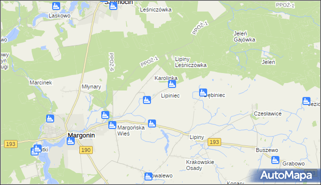 mapa Lipiniec, Lipiniec na mapie Targeo