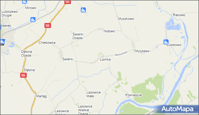 mapa Lipinka gmina Nowy Staw, Lipinka gmina Nowy Staw na mapie Targeo