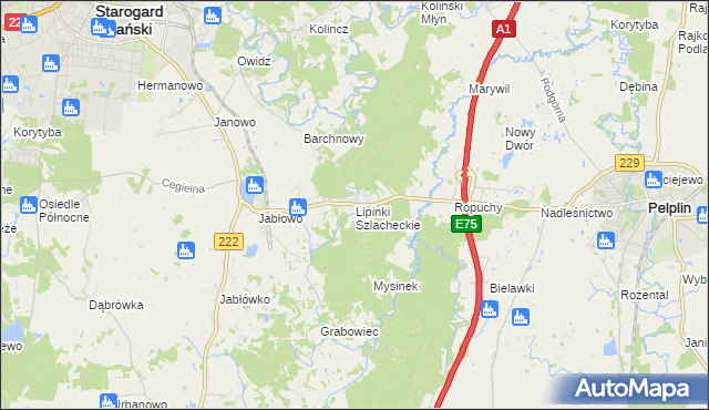 mapa Lipinki Szlacheckie, Lipinki Szlacheckie na mapie Targeo