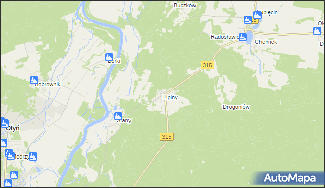 mapa Lipiny gmina Nowa Sól, Lipiny gmina Nowa Sól na mapie Targeo