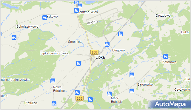mapa Lipka powiat złotowski, Lipka powiat złotowski na mapie Targeo