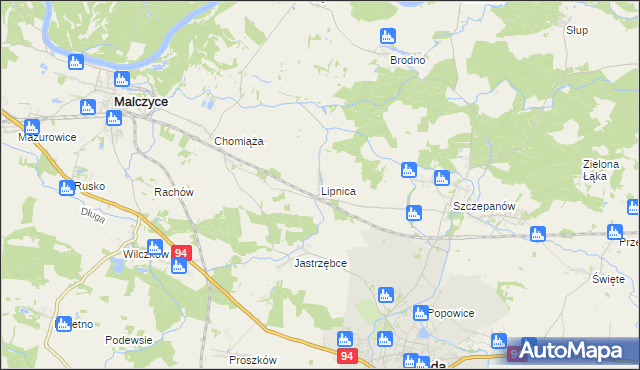 mapa Lipnica gmina Środa Śląska, Lipnica gmina Środa Śląska na mapie Targeo