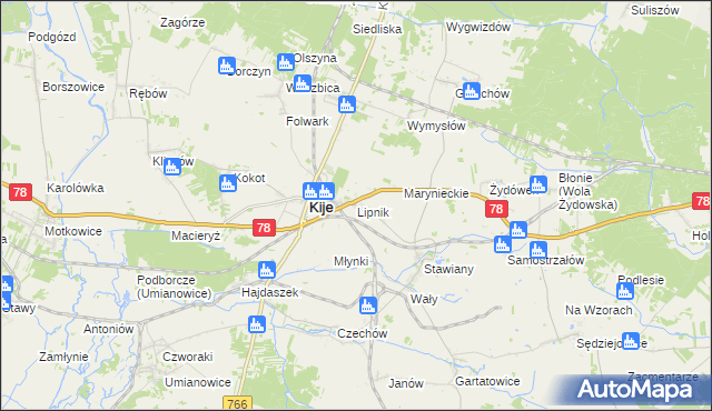 mapa Lipnik gmina Kije, Lipnik gmina Kije na mapie Targeo