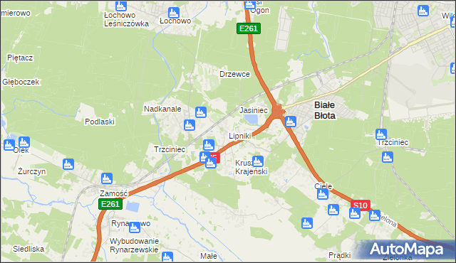 mapa Lipniki gmina Białe Błota, Lipniki gmina Białe Błota na mapie Targeo