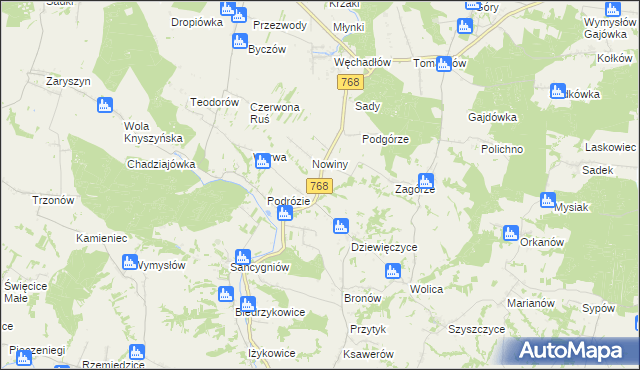 mapa Lipówka gmina Działoszyce, Lipówka gmina Działoszyce na mapie Targeo