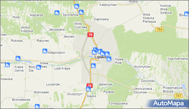 mapa Lipsko, Lipsko na mapie Targeo
