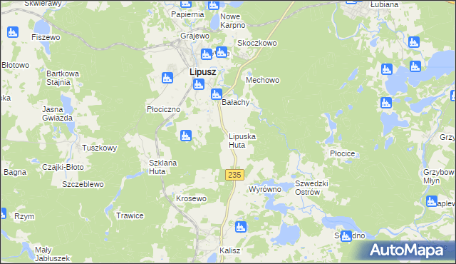 mapa Lipuska Huta, Lipuska Huta na mapie Targeo